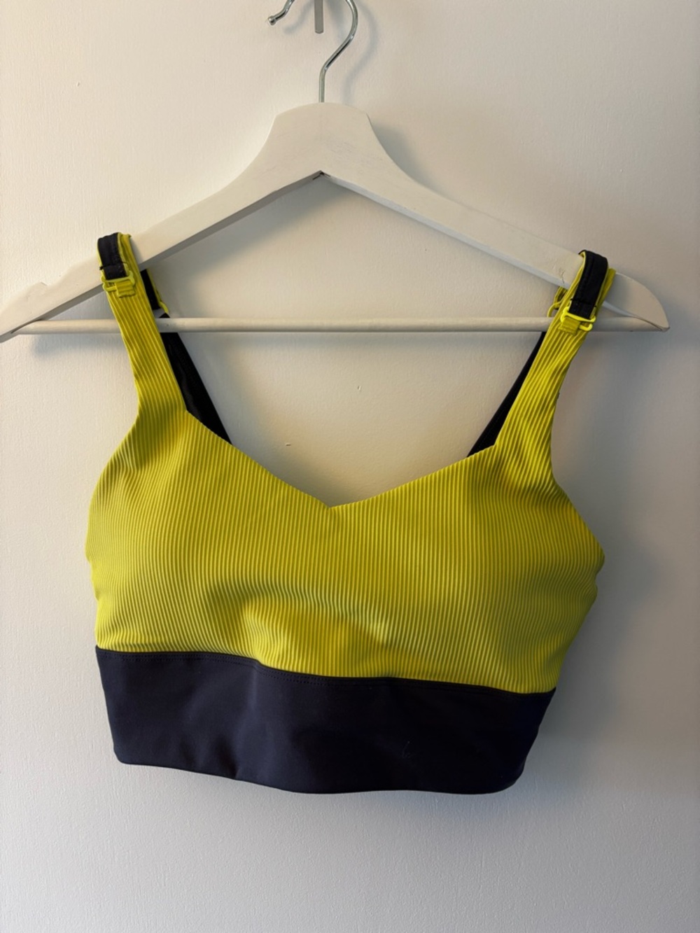 Yellow and Black Ribbed sports bra